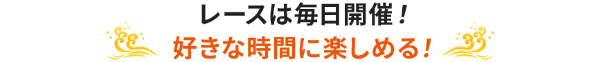 レースは毎日開催！好きな時間に楽しめる！