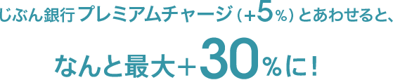 じぶん銀行プレミアムチャージ(+5%)とあわせると、なんと最大+30%に!